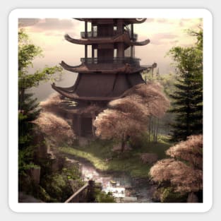 The Hidden Temple: An Ancient Japanese Shrine in the Heart of the Forest Sticker